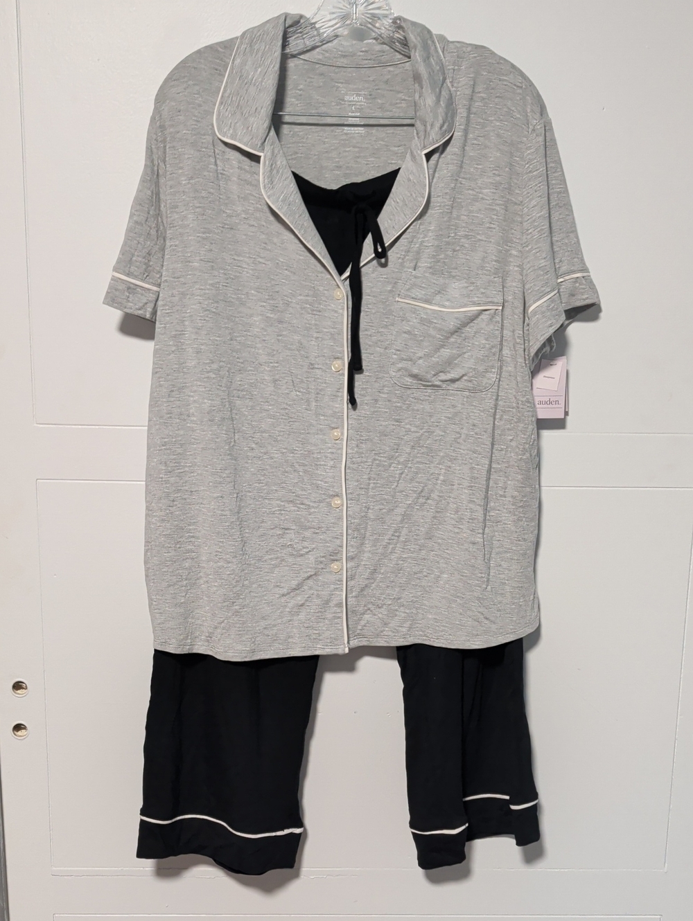 Auden Grey Pajama Top & Black Pant Set